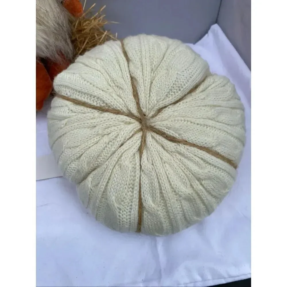 🍁Harvest Fall Décor Bundle – Light Up Gnome Plush, Knit Fabric Pumpkin & Autumn